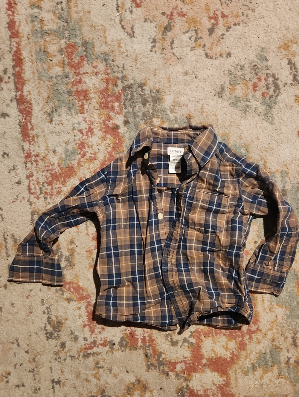 Carter's Blue and Brown Plaid Button-Down Shirt
